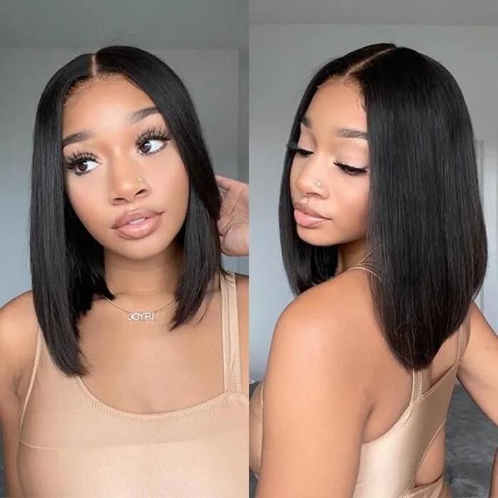 Free Part Bob Wig Straight Human Hair Wigs With Full Ends 250% Density