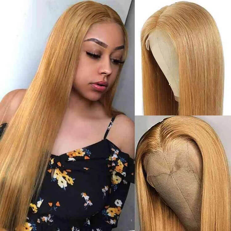 #27 Honey Blonde Wig 5x5 13x4 13x6 Lace Front Wigs Brazilian Straight Human Hair Wigs