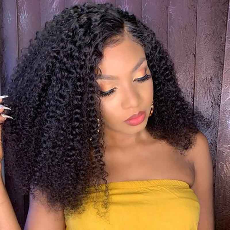 4x4 Lace Closure Wig Kinky Curly Brazilian Virgin Human Hair Wigs