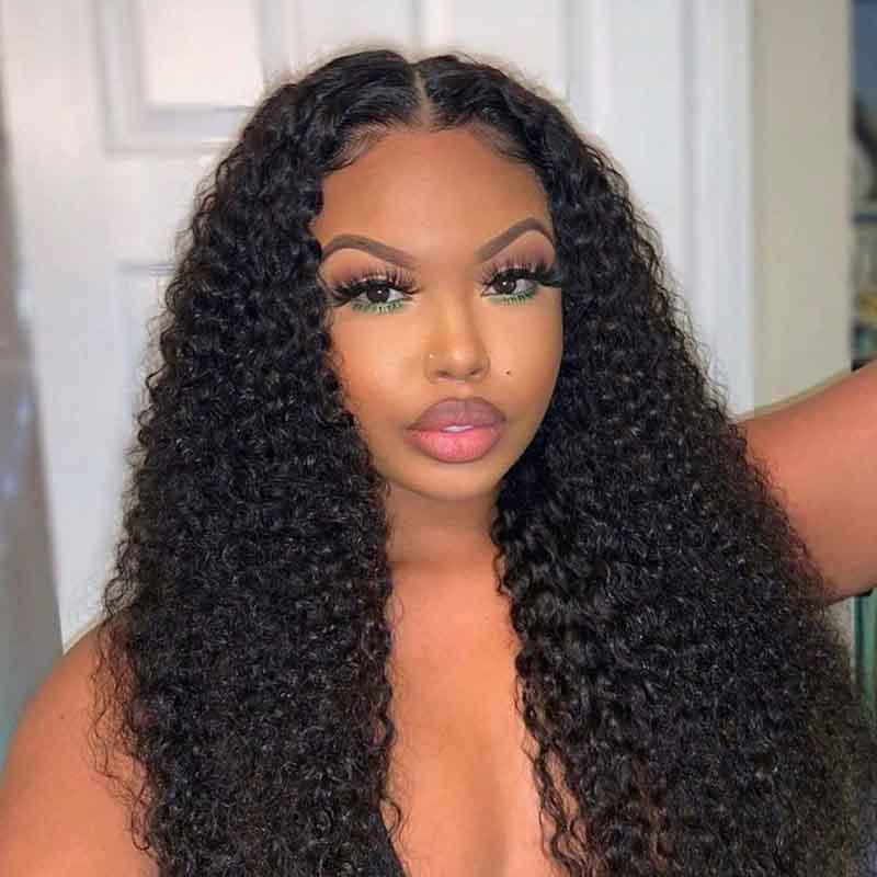 4x4 Lace Closure Wig Kinky Curly Brazilian Virgin Human Hair Wigs