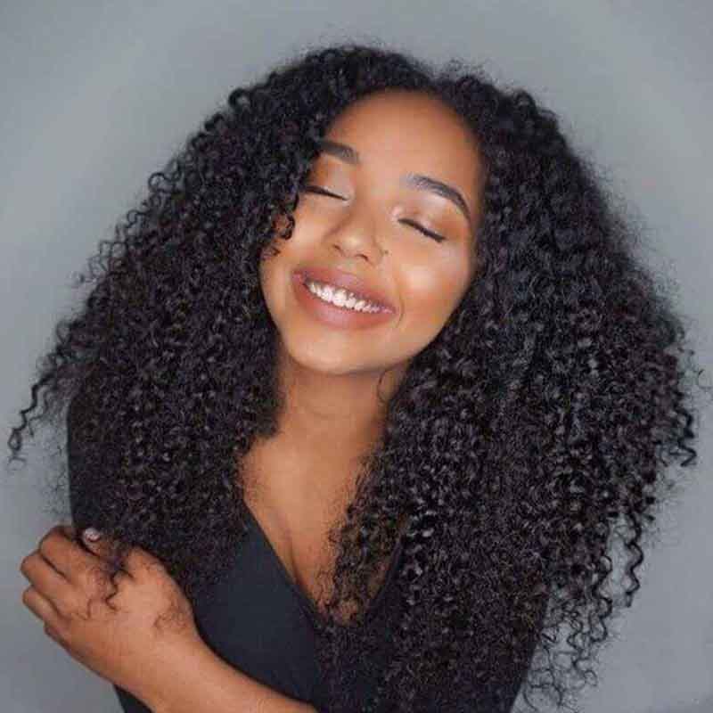 4x4 Lace Closure Wig Kinky Curly Brazilian Virgin Human Hair Wigs