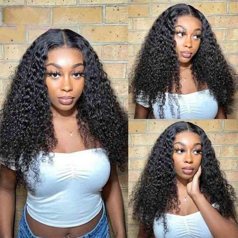 4x4 Lace Closure Wig Kinky Curly Brazilian Virgin Human Hair Wigs