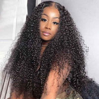 Double Drawn Kinky Curly Glueless 5x5 HD Lace Closure Wig Brazilian Human Hair Wigs
