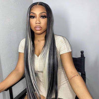 Platinum Blonde Highlights Straight Hair Piano Color 13x4 Transparent HD Lace Front Human Hair Wigs