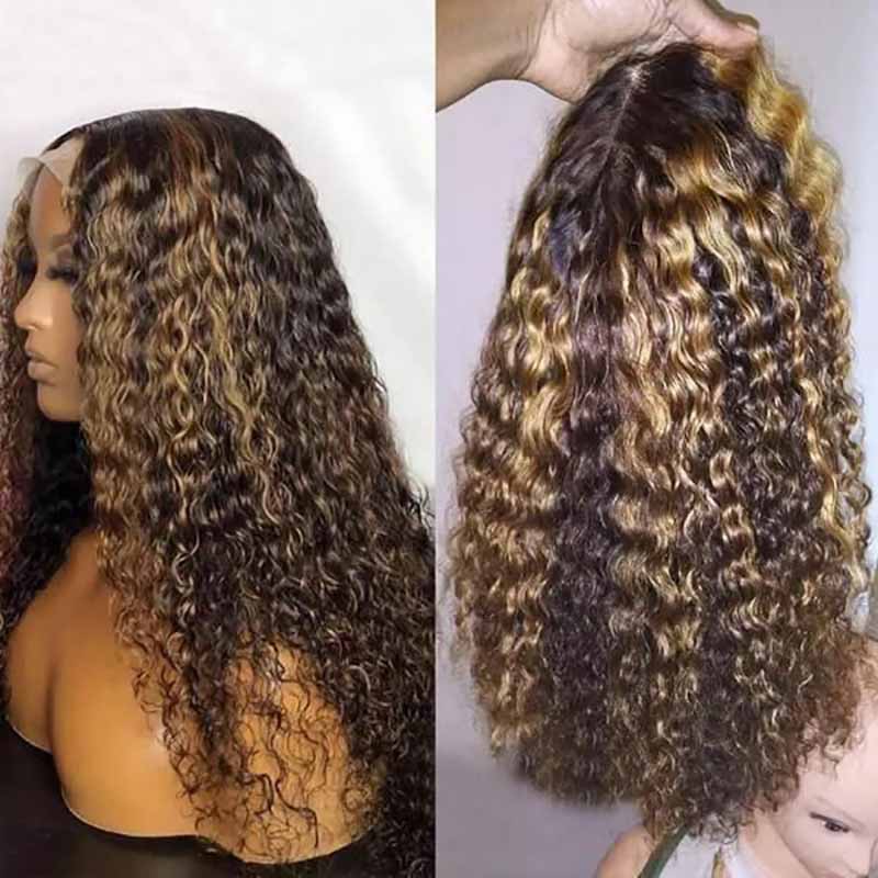 5*5 Transparent HD Lace Wig Highlight Deep Wave Wig Brazilian Virgin Human Hair Wigs