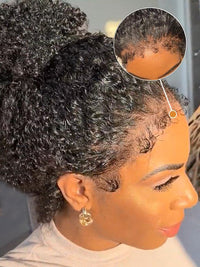 [4C Wig] Bleached Knots Kinky Curly Hair With Kinky Curly Edge Human Hair Lace Frontal Wig