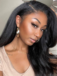 [4C Wig] Kinky Edges 13x4 13x6 HD Transparent Lace Frontal Wig Kinky Straight Human Hair Wigs