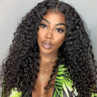 Double Drawn Crimped Hair 5*5 HD Lace Wig Water Wave 14A Brazilian Virgin Human Hair Wigs
