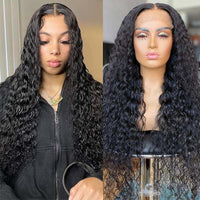 Double Drawn Crimped Hair 5*5 HD Lace Wig Water Wave 14A Brazilian Virgin Human Hair Wigs
