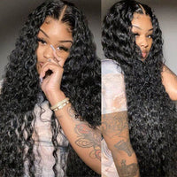Double Drawn Crimped Hair 5*5 HD Lace Wig Water Wave 14A Brazilian Virgin Human Hair Wigs