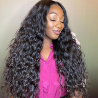 Double Drawn Crimped Hair 5*5 HD Lace Wig Water Wave 14A Brazilian Virgin Human Hair Wigs