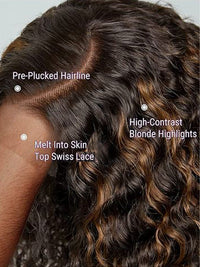Caramel Highlights Bouncy Loose Wave Bob Wigs Glueless 6x4.5 Pull Go Wig