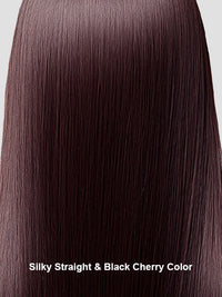 Kisslove Black Cherry Layered Straight Hair Glueless Invisi-Drawstring 360 Lace Wig Dark Burgundy Hair