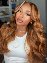 Honey Blonde Highlights 3D Body Wave Wig 5x5 13x4 13x6 Full Lace Frontal Human Hair Wigs