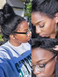 [4C Wig] Kinky Straight Hair With Kinky Edges 100% Human Hair Pull & Go Drawstring Wig Kisslove Hair
