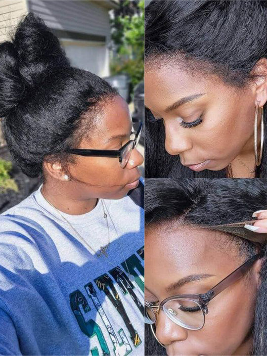 Kisslove Kinky Straight Hair with Spiral Curl Ends 13x6 Lace Frontal Wig Glueless Burmese Curly Wigs