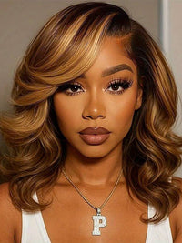 Pre Styled Side Part Colored Body Wave Bob Wig Glueless Drawstring Ready to Go Wigs