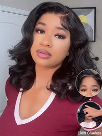 Kisslove Hair Pre Styled Side Part Body Wave Bob Wig Glueless Invisi Drawstring 360 Lace Frontal Wig