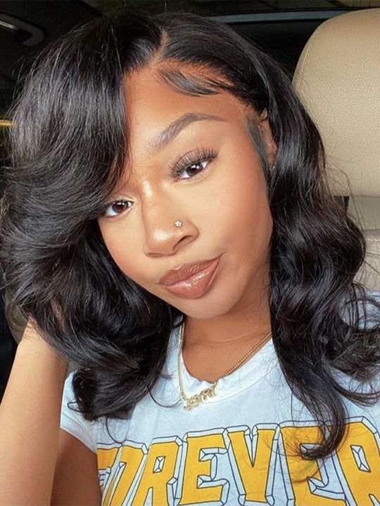Pre Styled Side Part Body Wave Bob Wig Glueless Ready to Go Short Bob Wigs