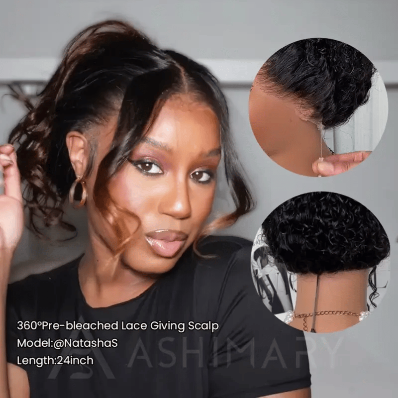 New Black Ombre Brown Highlight Layer Cut Body Wave 360 Lace Frontal with Invisi Strap Pre Bleached & Plucked Human Hair Wig