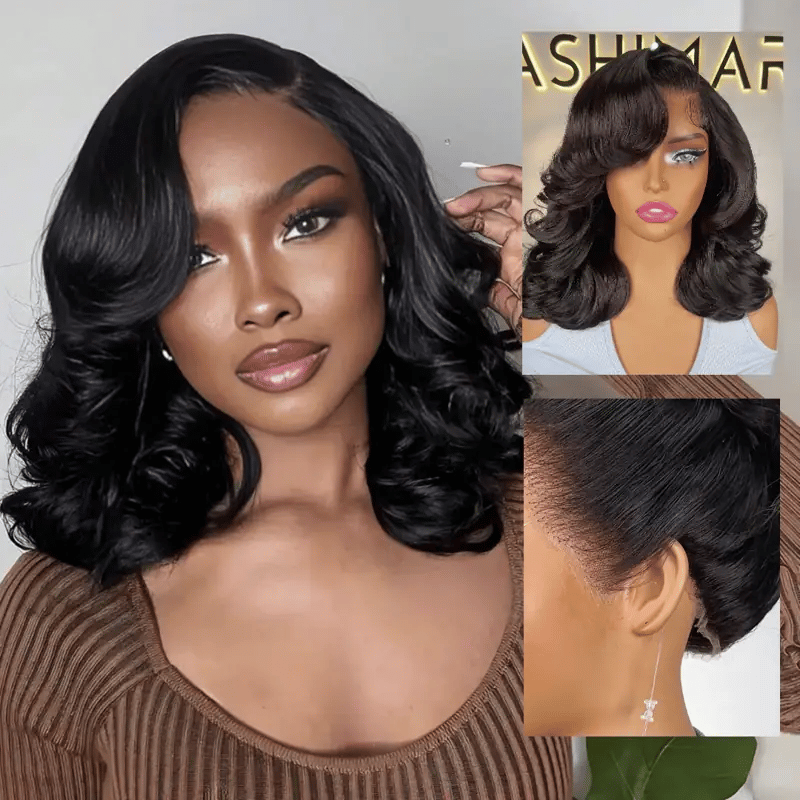 Pre-Layered Short Body Wave Bob Invisi Strap Snug Fit 360 Transparent Lace Frontal Salon-Free Face Framing Glueless Wig