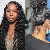 Full Lace Frontal Wigs 250% Density Water Wave Virgin Human Hair For Women