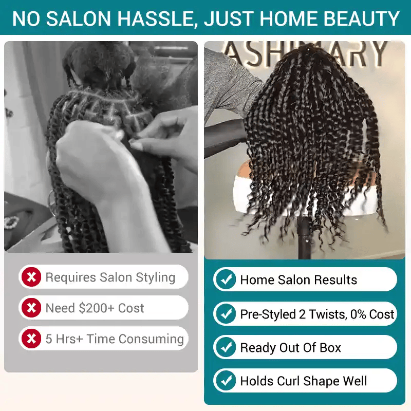 Two Strands Twists 360 Lace Frontal with Invisi Strap Pre-Braid Glueless Human Hair Wigs