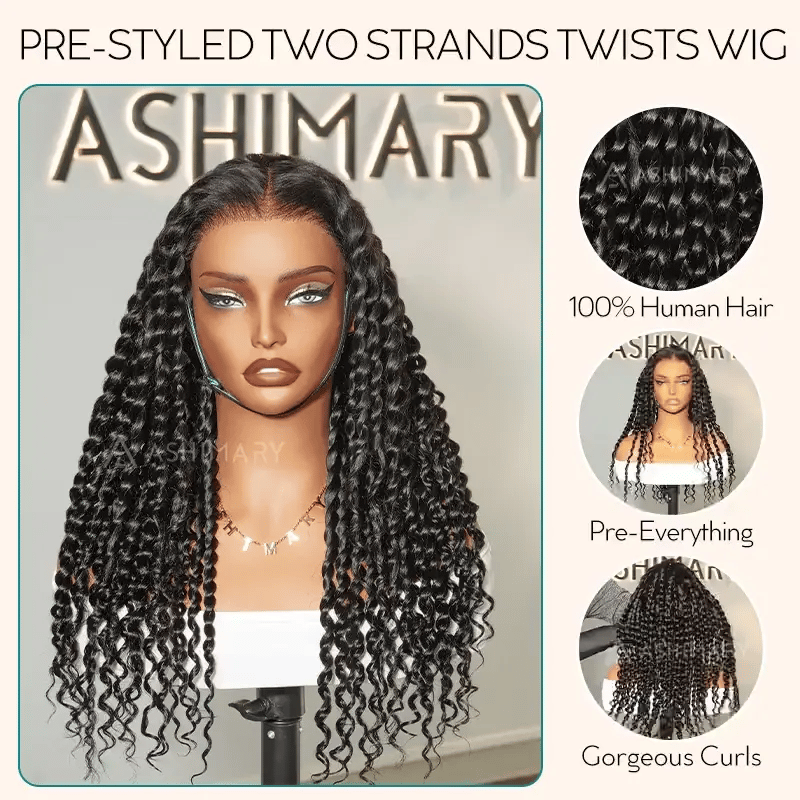 Two Strands Twists 360 Lace Frontal with Invisi Strap Pre-Braid Glueless Human Hair Wigs