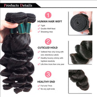 4*4 Lace Closure With Bundles Loose Wave 12A Brazilian Virgin Human Hair Weave