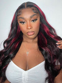 Red Highlight Wig 3D Body Wave 5x5 13x4 13x6 Lace Frontal Human Hair Wigs 180% Density