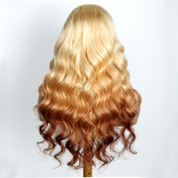 Blonde Brown Ombre Wig 3D Body Wave 13x4 HD Lace Frontal Human Hair Wigs