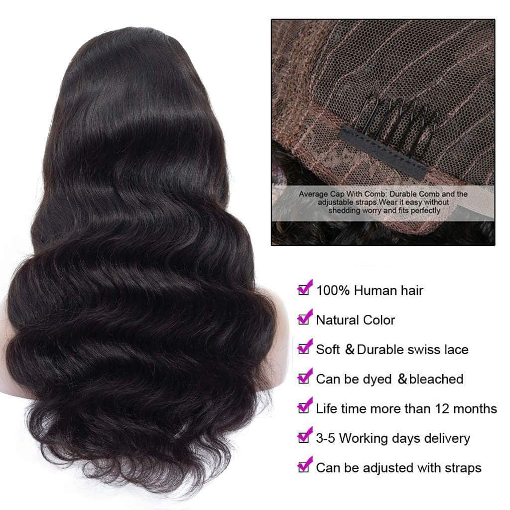 Body Wave 4*4 Transparent HD Lace Closure Wig Glueless Lace Front Human Hair Wigs