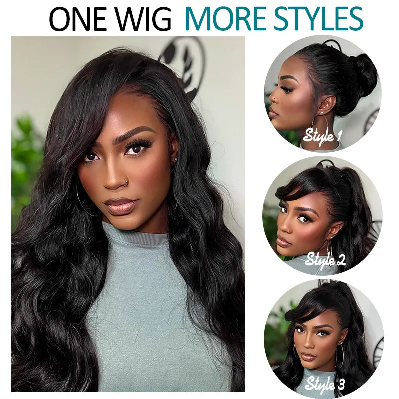 Face Framing Pre-Layered Body Wave Invisi Strap Snug Fit 360 Transparent Lace Frontal Bleached  Knots Pre Cut Lace Wig
