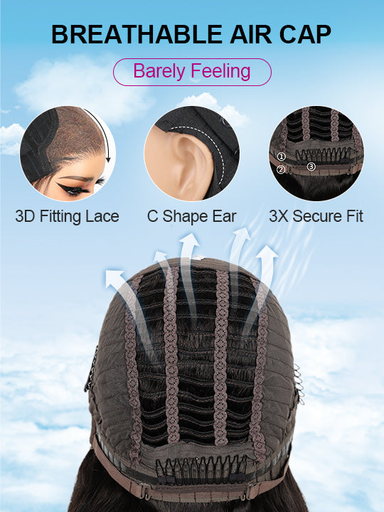 [Wear & Go] Breathable Air Cap Wig Chocolate Brown 3D Body Wave 6x4.5 13x4 Lace Front Wigs