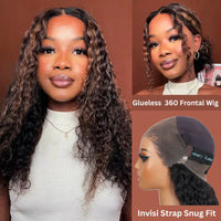 Ashimary 360 Skin Lace Cozy Invisi Strap Deep Wave Dark Highlight Pre Everthing 360 Lace Frontal Glueless Install Wig