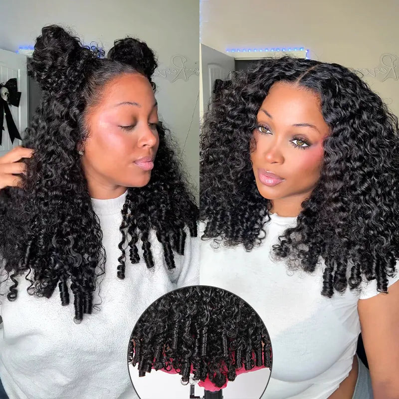 Burmese Curly Invisi Strap Pre-Cut Lace 360 Glueless Wig With Bleached Knots Snug Fit Wear Go Wig