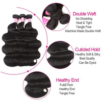 Body Wave Human Hair 3 Bundles With 4x4 Lace Closure 10A Brazilian Hair Weave