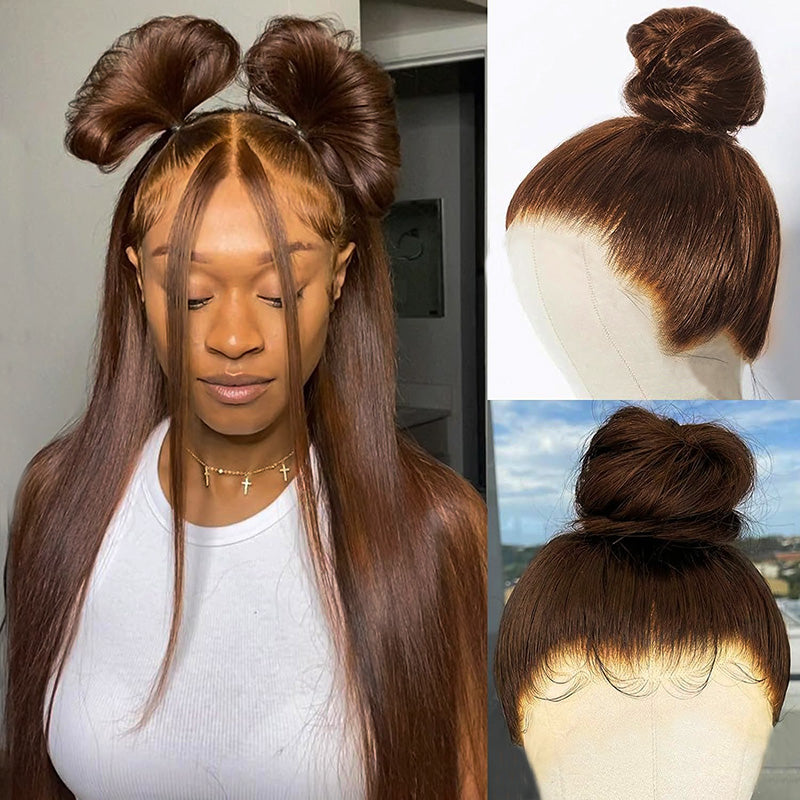 Kisslove Pre-Everything Chocolate Brown Wig 360 Lace Wig Straight Human Hair Wigs