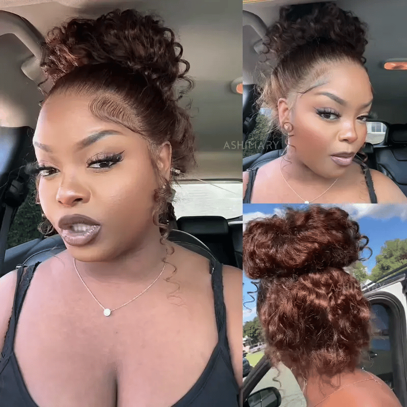 Chocolate Brown Water Wave Invisi Strap Snug Fit 360 Melting Lace Frontal Bleached Knots Glueless Lace Wig