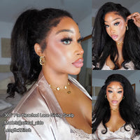Invisi Strap 360 Lace Front Wig Kinky Straight with Spiral Curls Natural Black Breathable & Security Human Hair Wigs