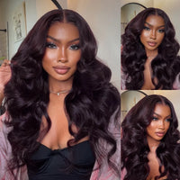 Dark Plum Glueless 360 Lace Frontal Wigs With Invisi Strap Ready & Go Snug Fit Layer Cut Body Wave Human Hair Wigs