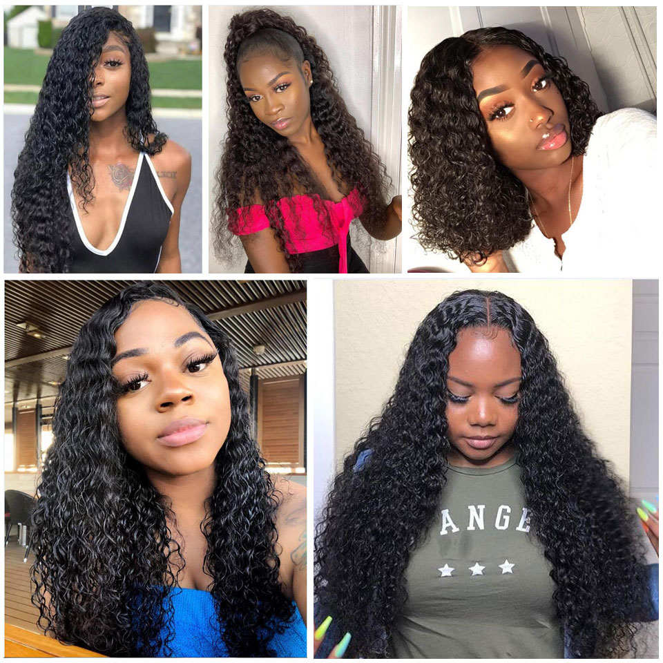 4x4 Lace Closure With Bundles Deep Wave 12A Brazilian Virgin Hair Weave