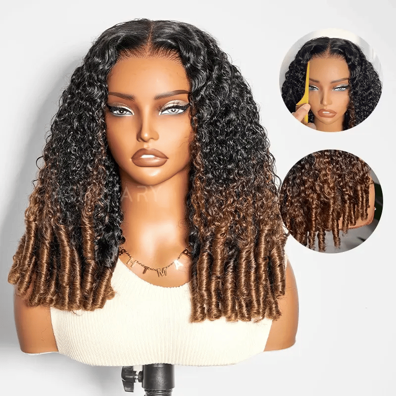 Burmese Curly Chestnut Brown Ombre Invisi Strap Snug Fit 360 Transparent Lace Frontal Bleached Knots Pre Cut Lace Wig Glueless Top Human Hair Wig