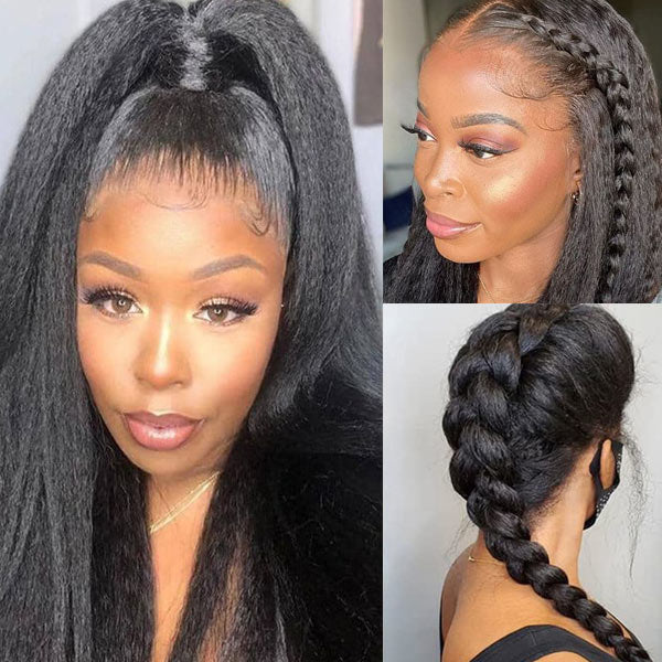 Brazilian Transparent Full Lace Kinky Straight Virgin Human Hair Wigs