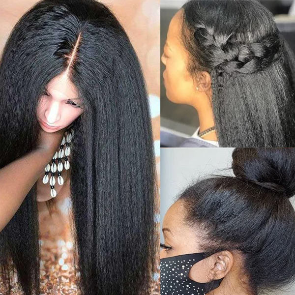 Brazilian Transparent Full Lace Kinky Straight Virgin Human Hair Wigs
