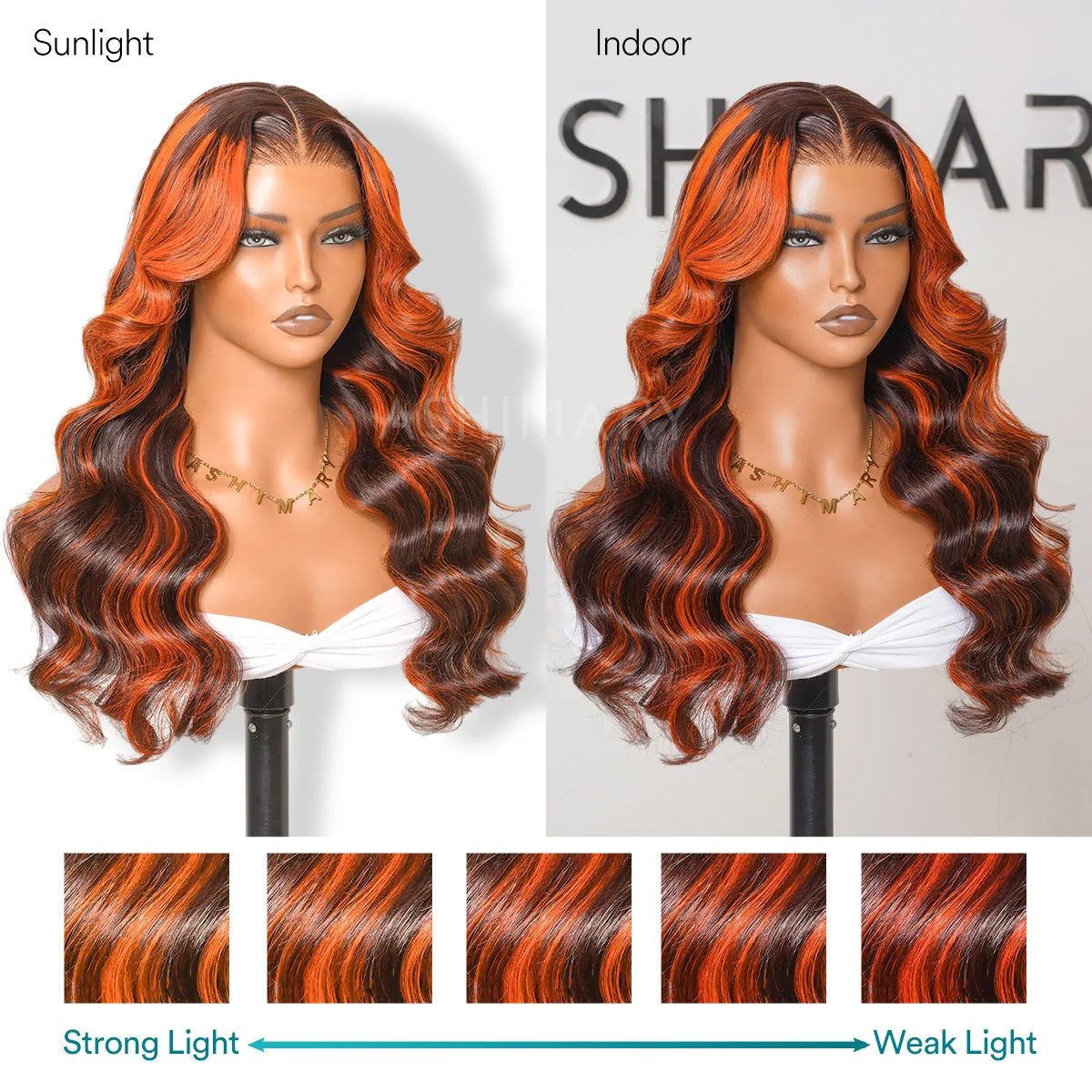 Salon Layer Cut Ginger Highlights On Brown Hair 360 Lace Frontal Invisi Strap Skin Lace InvisiDrawstring Snug Fit Body Wave Human Hair Wig