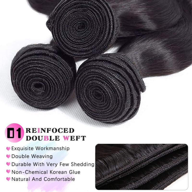 5x5 HD Lace Closure With Bundles Body Wave 12A Brazilian Virgin Human Hair Weave