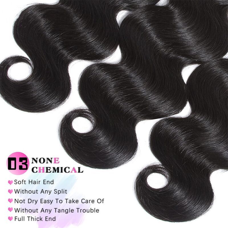 5x5 HD Lace Closure With Bundles Body Wave 12A Brazilian Virgin Human Hair Weave