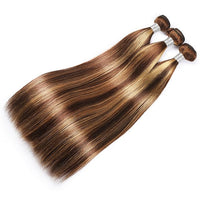 P4/27 Highlight Straight Human Hair 3 Bundles With Closure 12A Brazilian Hair
