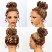 Kisslove Upgraded Invisi-Drawstring 360 Lace Wig Deep Wave Brown Highlights Human Hair Wigs